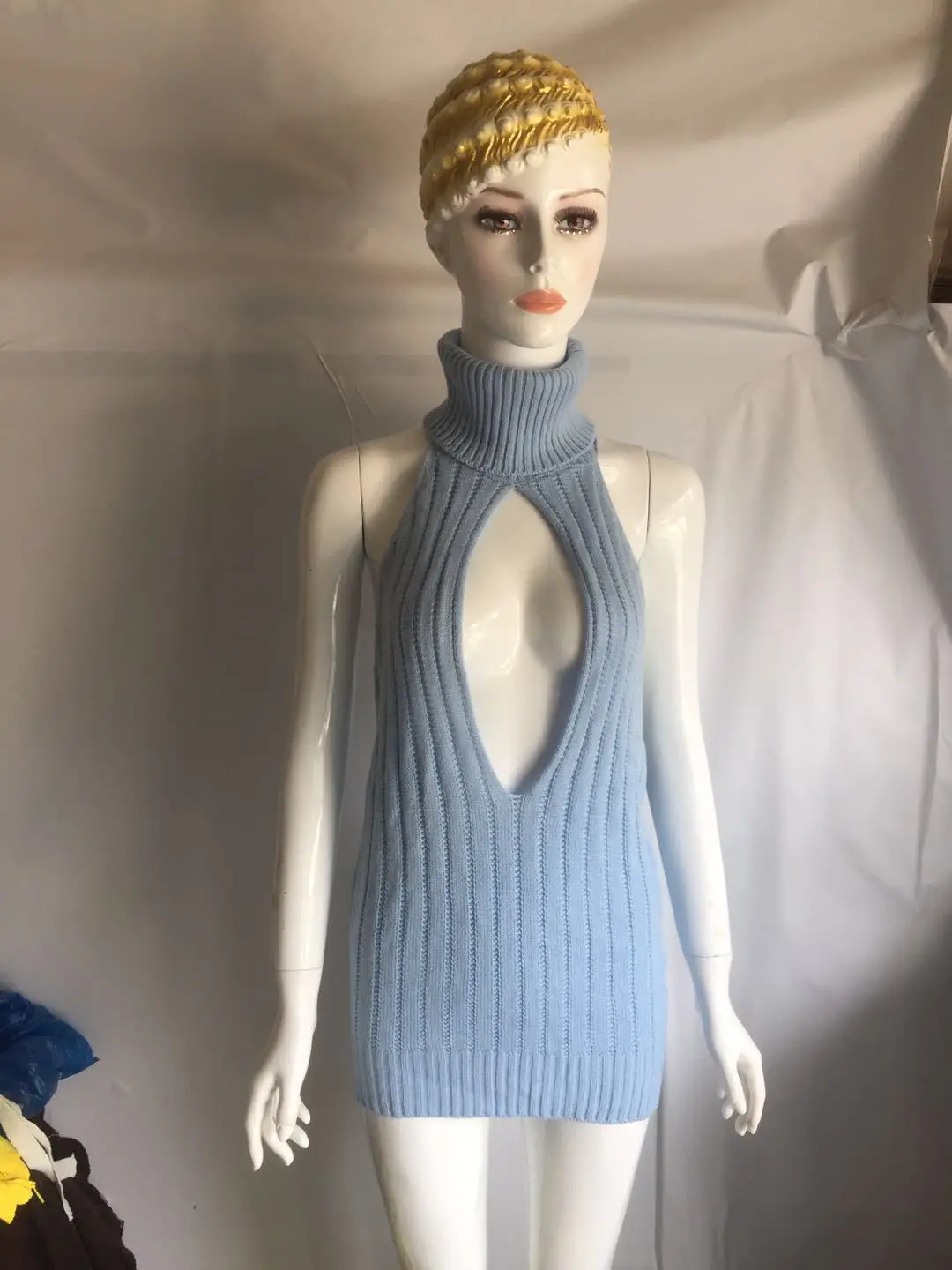 

2021 Sexy Sweater Knit Bottoming Shirt Open Chest Open Back Nightclub Knit Sweater Sweater
