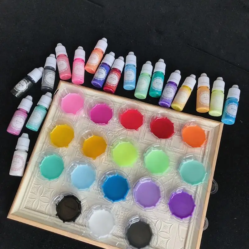 Пигментная краска для эпоксидной смолы 24 цвета набор прозрачных 10 мл УФ-полимер
