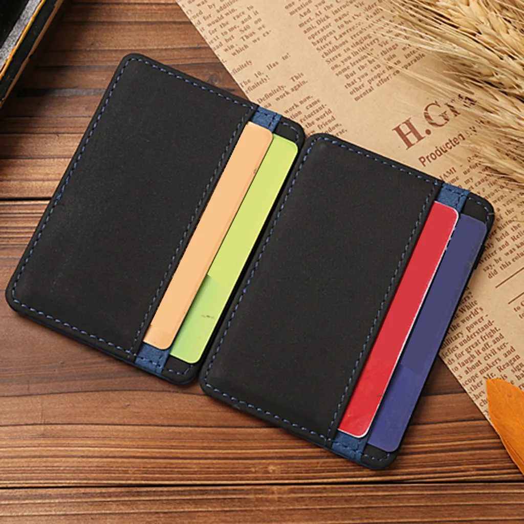 Мужской кошелек Кожаный минималистичный модный волшебный бумажник с отделением