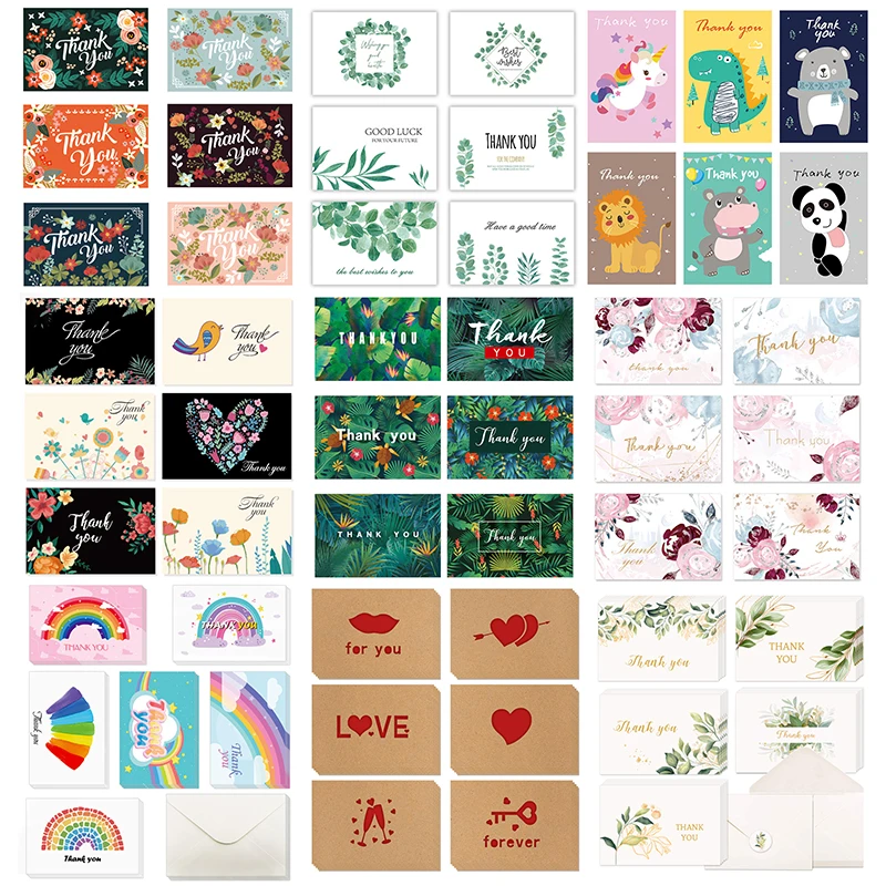 6 шт. спасибо открытка животные цветы для праздника пожелания поздравительная