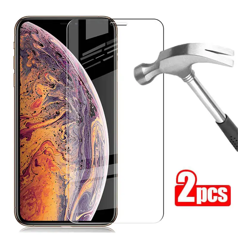 2 шт. Защитное стекло для iphone X Xr Xs Max 6 6s Plus протектор экрана из закаленного стекла