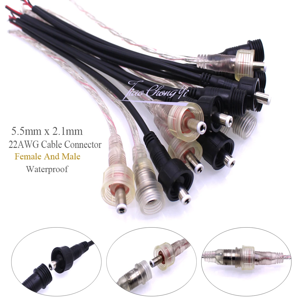 1/5/10/50 пар 5 мм x 2 1 22AWG Мужской Женский DC IP67 Водонепроницаемый Удлинительный кабель