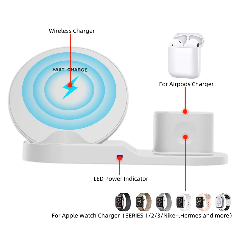 3 в 1 быстрой зарядки по стандарту Qi Беспроводной Зарядное устройство для