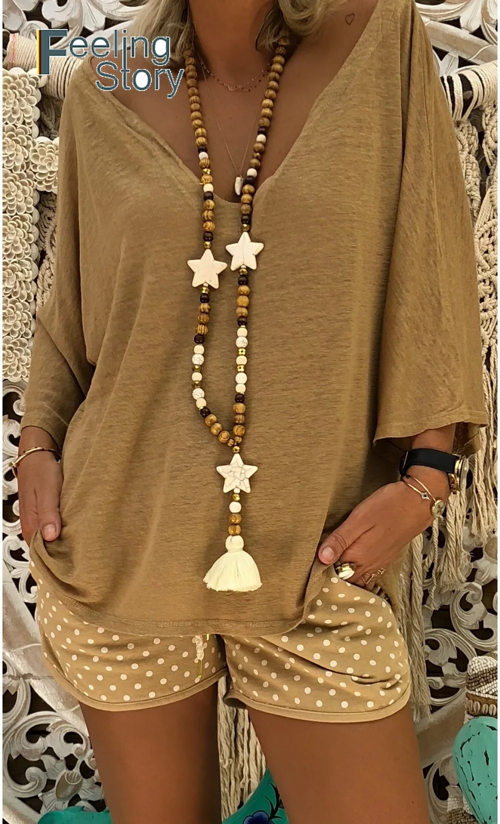 Глубокий V шеи 5X плюс Размеры Boho женские синие топы и блузки элегантный основной