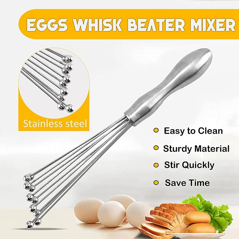 

Stainless Steel Ball Whisks Wire Egg Whisk Set With Food Clip For Cooking Blender Stirring Whisking Beating Sauces