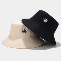 fashion maple leaf bucket hat embroibery outdoor unisex womens summer fisherman hat street hip hop sunscreen mens panama cap