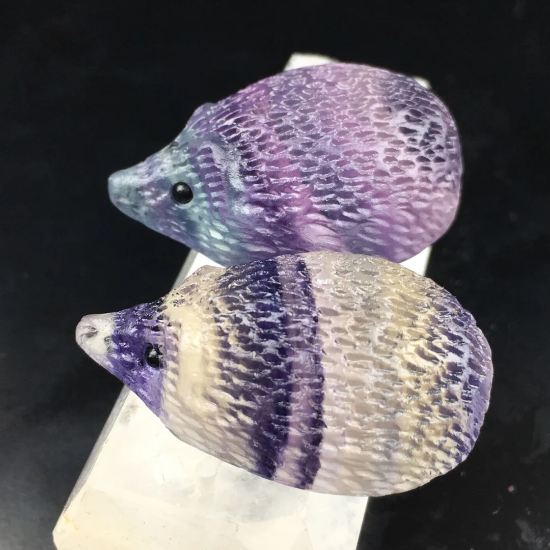 

1 шт., украшение в виде Ежика из флюорита, ежика, натуральный кварцевый кристалл, резной Радужный флюорит, ежик, камни, лечебные украшения