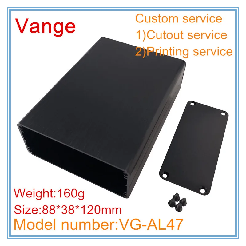 1pcs/lot electronic device metal box split black case 6063-T5 Aluminum profiles housing enclosure 88*38*120mm satin finish | Обустройство