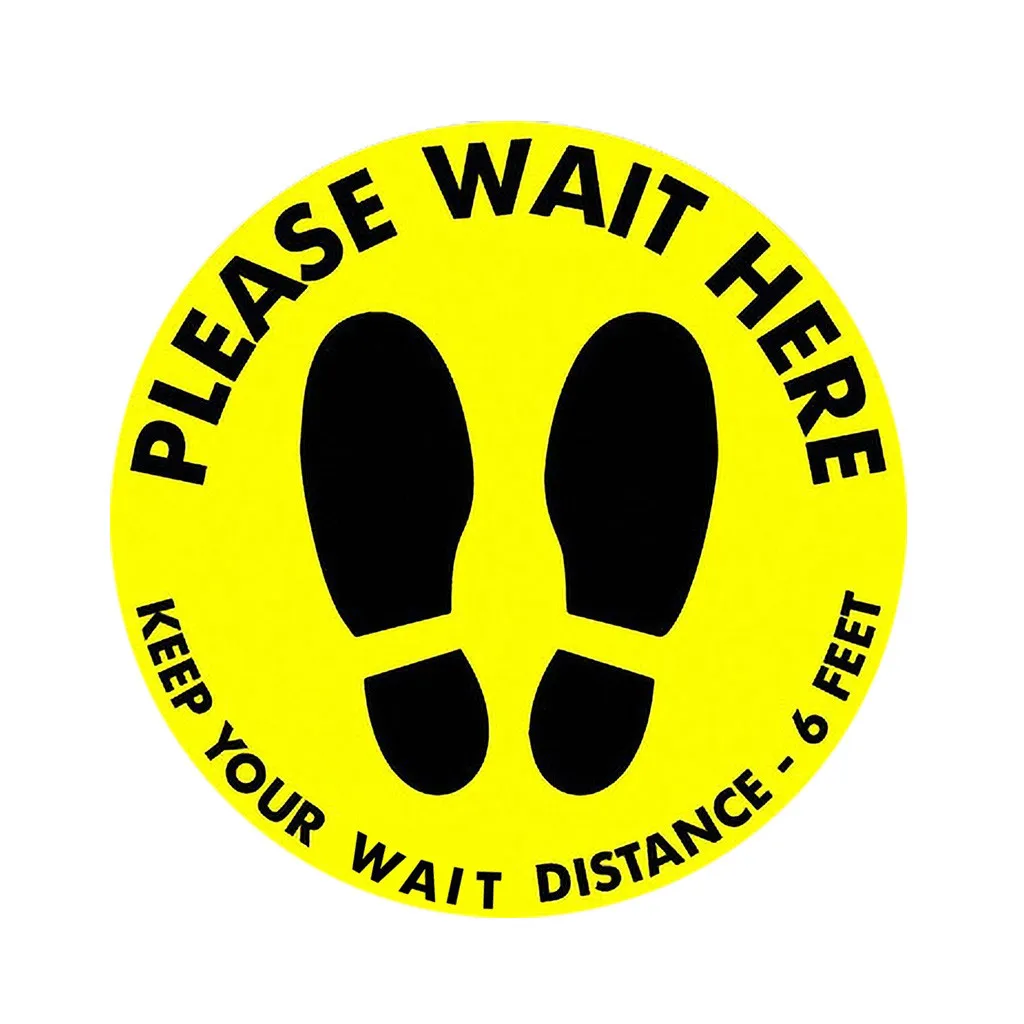 Ground sign Isolated label 30CM diameter Please Keep Wait Here Stand 6ft in Between Distance Marker Floor Z0506 | Дом и сад
