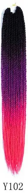 Qphair Ombre Сенегальские вьющиеся волосы крючком косы 24 дюйма 30 корней/упаковка синтетические плетеные волосы для женщин черные кроличьи волосы - Цвет: y102