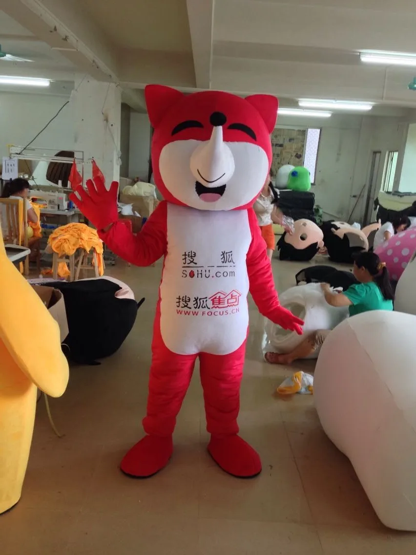 Классическая версия красный костюм лисы маскота для взрослых на Хэллоуин день