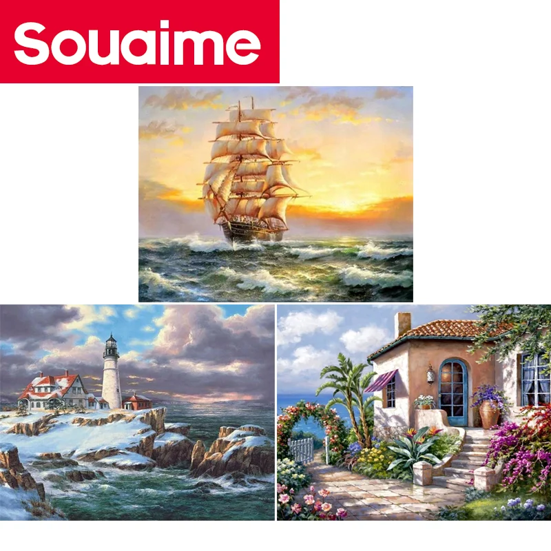 5d Diy Алмазная картина квадратная/круглая Картина Пейзаж на море полная 3d вышивка