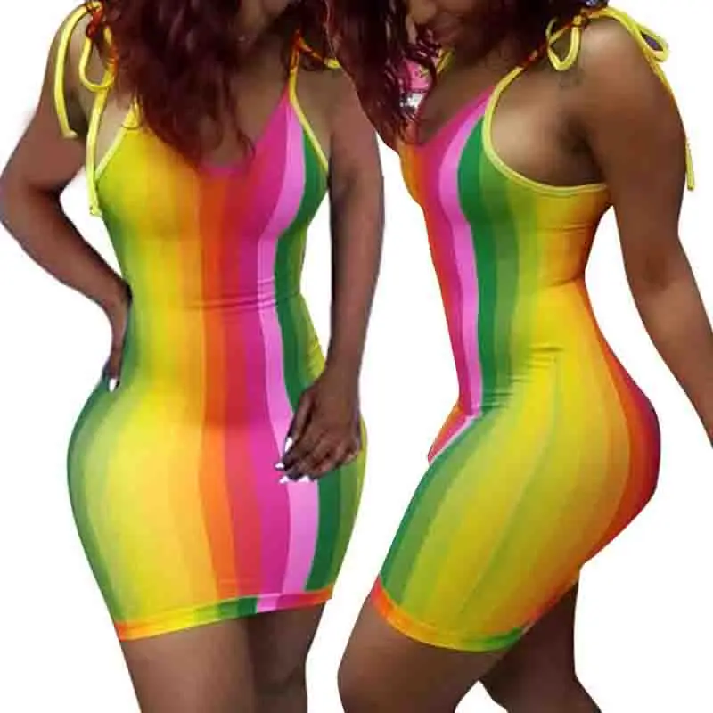 

Женское облегающее платье на бретельках, повседневное короткое платье в полоску с принтом, вечерние платья, лето 2021