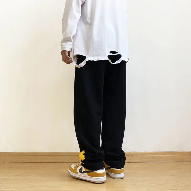 Мужские повседневные свободные прямые спортивные брюки со шнуровкой в стиле