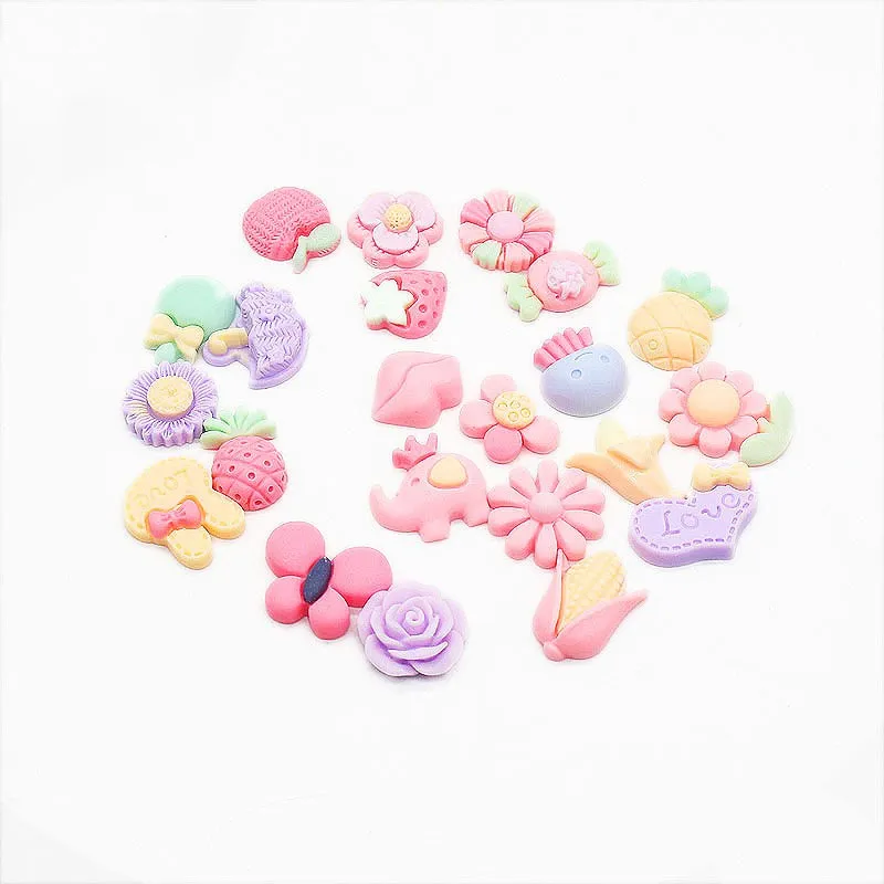 30 шт./упак. милый мультяшный цветной плоский полимер DIY поставки одежды