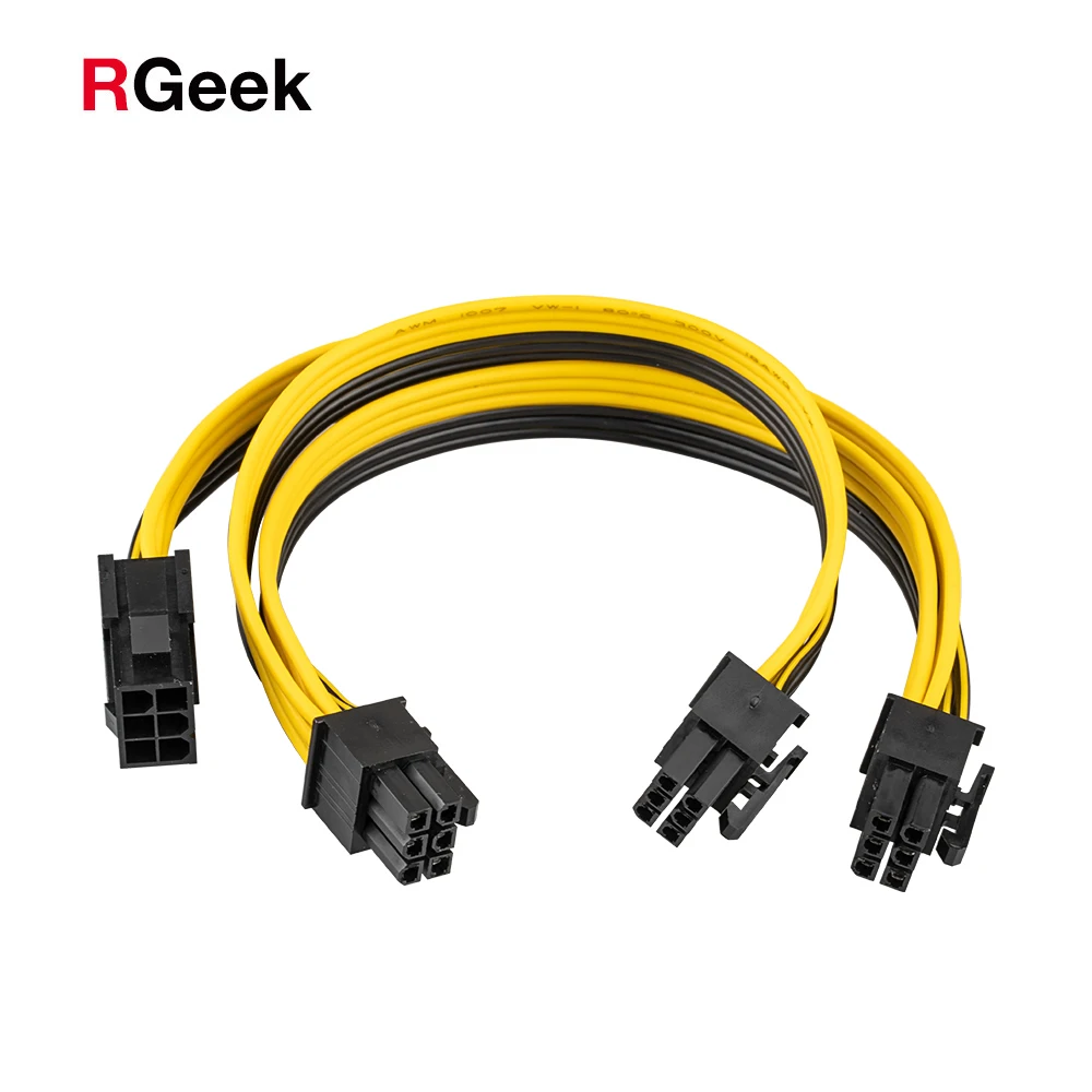 Удлинительный кабель RGEEK PCI-E PCIe питания 20 см с внутренним разъемом на 3 6P внешний