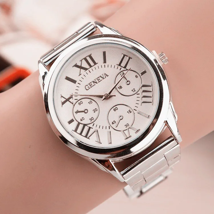 

New Brand 3 Eyes Silver Geneva Casual Quartz Watch Women Stainless Steel Dress Watches Relogio Feminino Ladies Clock Hot Sale