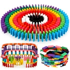 360 шт.компл. детские цветные радужные деревянные блоки домино, игрушки для детей, игры в домино, раннее развивающее игрушечное дерево, подарки