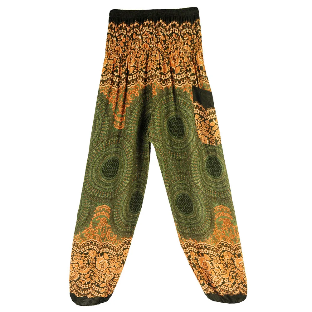 Женские брюки мешковатые из хлопка и льна тайские шаровары с широкими штанинами