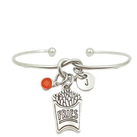 french friesretro creative initial letter monogram birthstone adjustable bracelet fashion jewelry women gift pendant