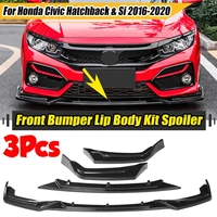 high quality car front bumper lip body kit spoiler splitter diffuser protector cover for honda for civic hatchback si 2016 2020