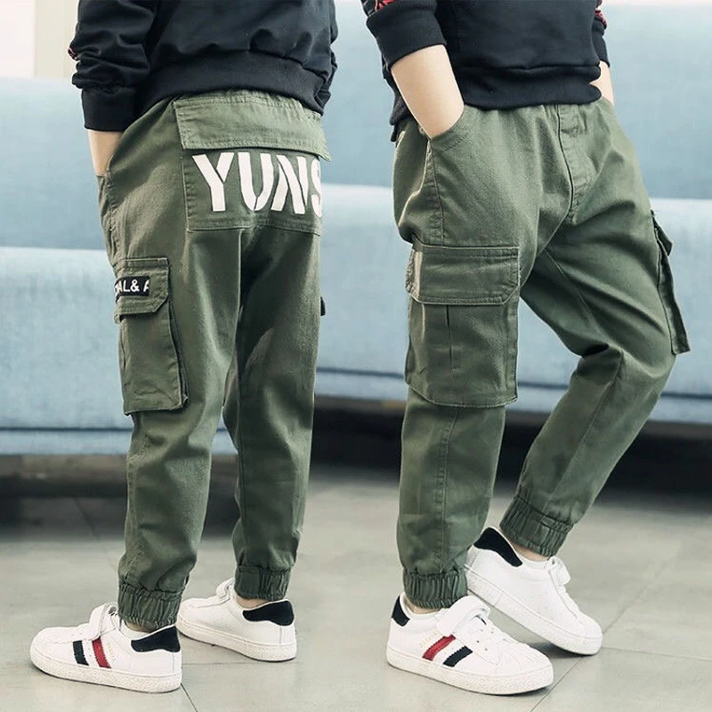 

EACHIN Boys Pants Teenager Kids Multi-pocket Elastic Waist Design Harem Pants Sweatpants Streetwear Casual Children Cargo Pants