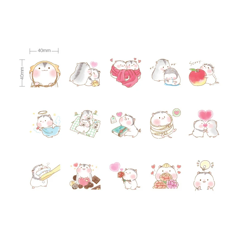 

45pcs/box Kawaii Hamster Baby Stickers DIY Multifunction Notebook Hand Account Gift Package Decoration Label