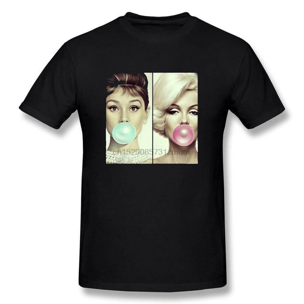 

Marilyn Monroe Audrey Hepburn Chewing Men T Shirt Black New Fashion Casual Summer Street Novelty O-Neck Muscle Shirt