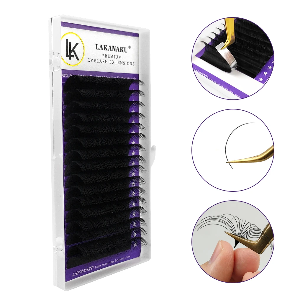 

LAKANAKU 16Rows Classic Individual Eyelash Extension Matte Volume Lashes Tray 8-18mm All Szie Eyelashes for Eye Beauty