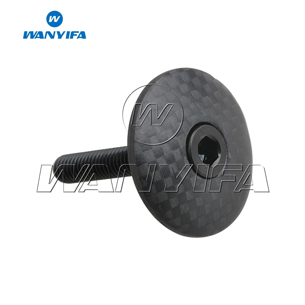 Титановый "Wanyifa" Болт M6x35mm+ 1 1/" труба из углеродистого волокна 3K из углеродного волокна Глянцевая/матовый шоссейный велосипед Горный велосипед Велоспорт седло велосипеда гарнитура стволовых Топ Кепки - Цвет: Matte Black