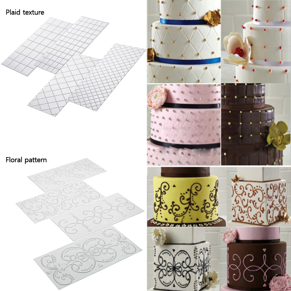 

4 шт./набор, пластиковые прозрачные шаблоны для украшения тортов
