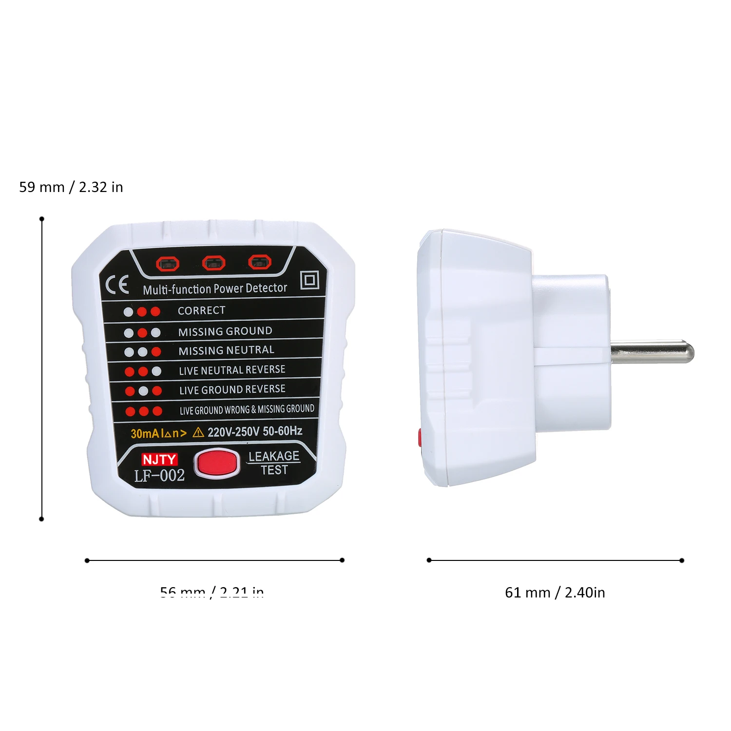 NJTY RCD тестер электрических розеток детектор неправильной полярности