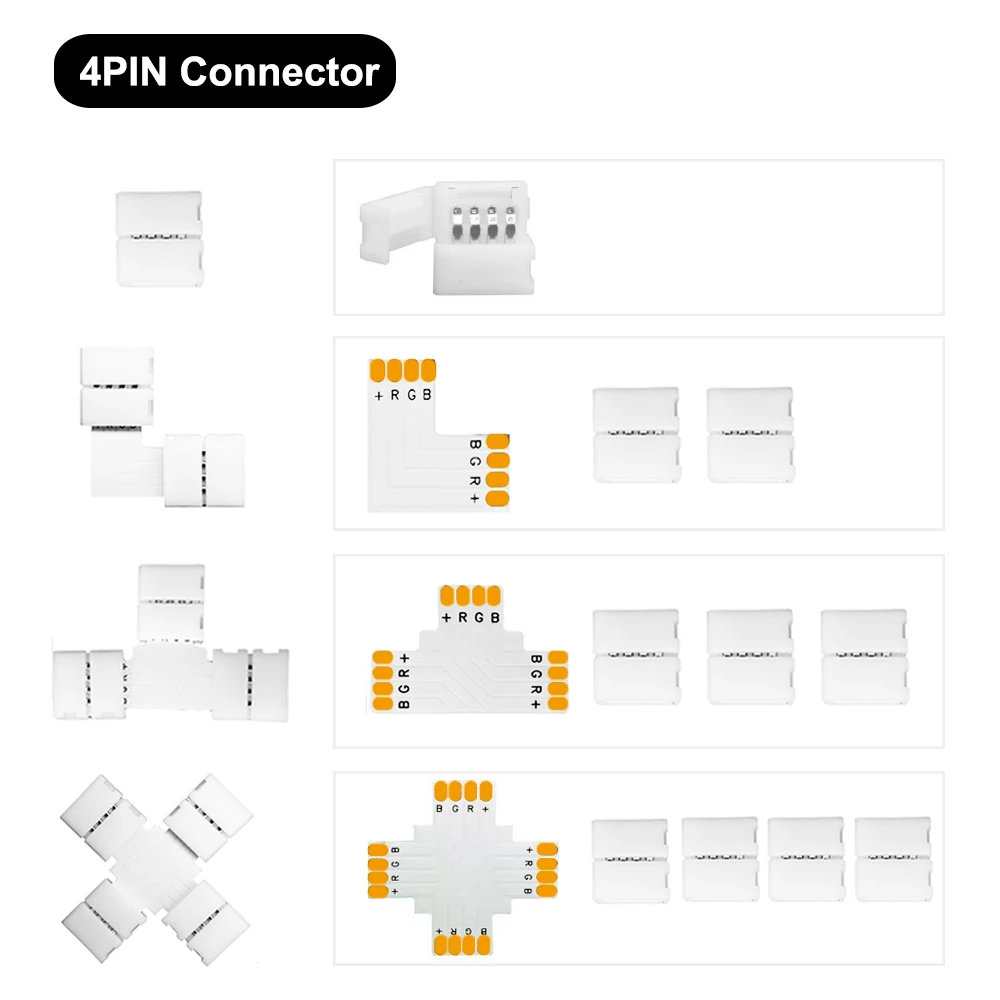 WS2811 WS2812 WS2813 WS2815 SK6812 5050 RGB Светодиодная лента 10 мм ширина 2/3/4/5pin T L X форма без пайки