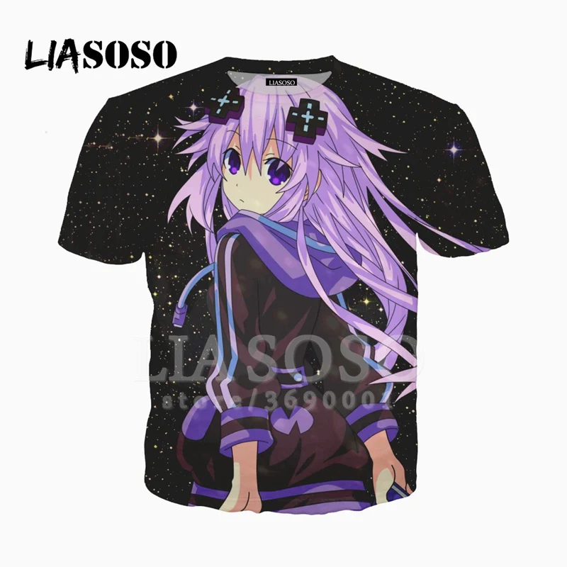 LIASOSO 3D ткани с принтом Унисекс Супер классные Нептун Hyperdimension Neptunia Noire футболка