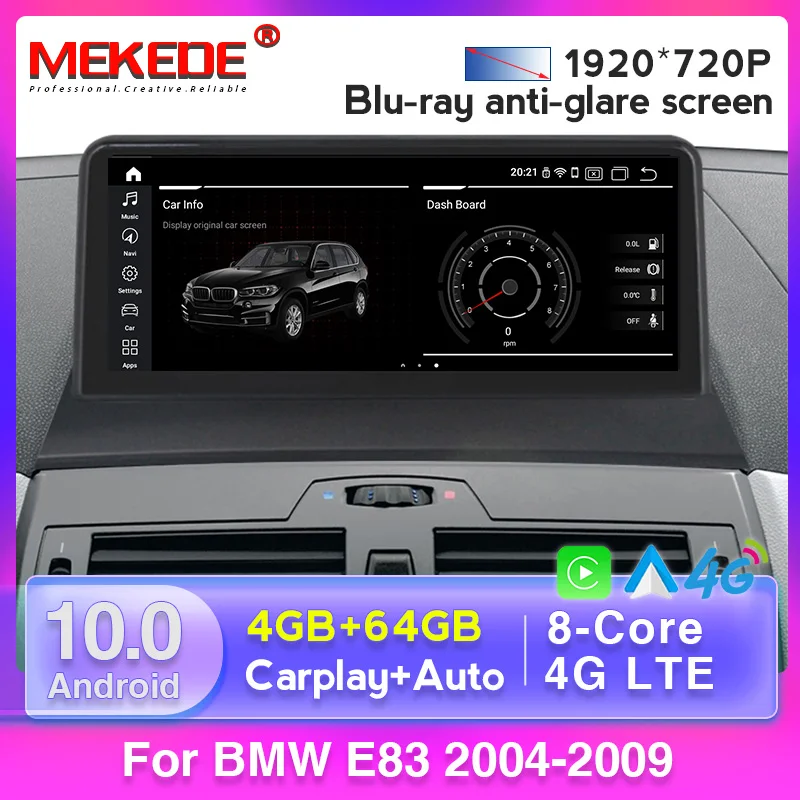 Автомобильный мультимедийный плеер Qualcomm Snapdragon 625 на Android 10 0 с GPS для BMW X3 E83 (2004-2009)