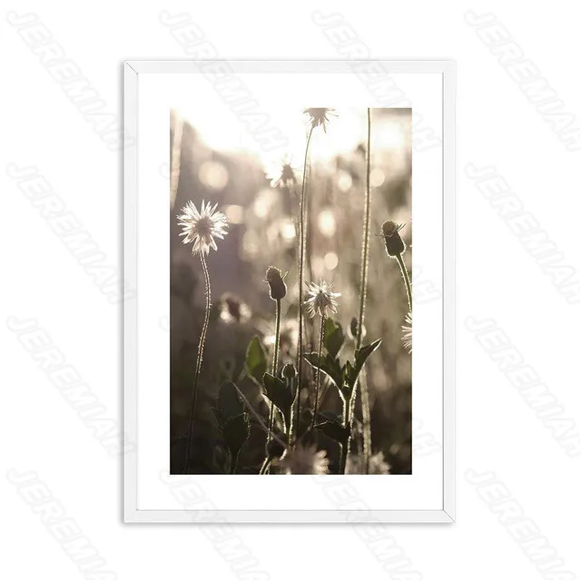 

White Flowers and Green Plants Landscape Poster Nordic Style Wall Canvas Canvas Print Painting Modern Living Room Bedroom Decora