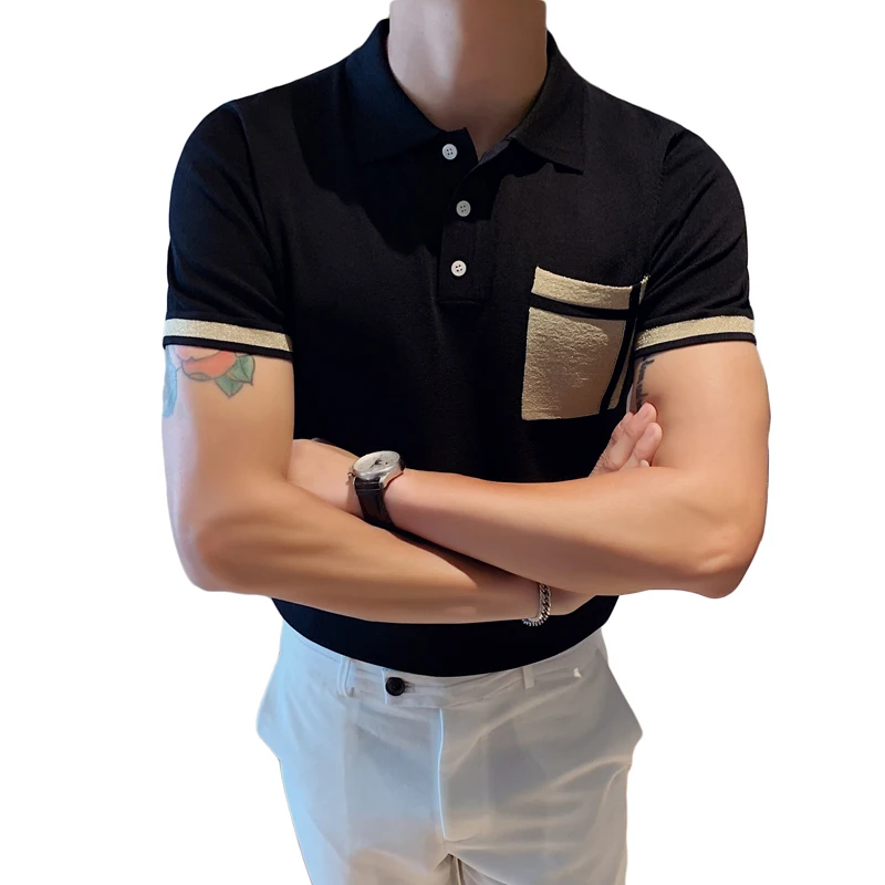 Высококачественная Летняя мужская рубашка поло Модная трикотажная с коротким