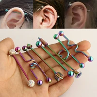 813 piecessteel acro rod t type flat screw small punk earring earring womens earring bone pin pierce lip jewelry gift