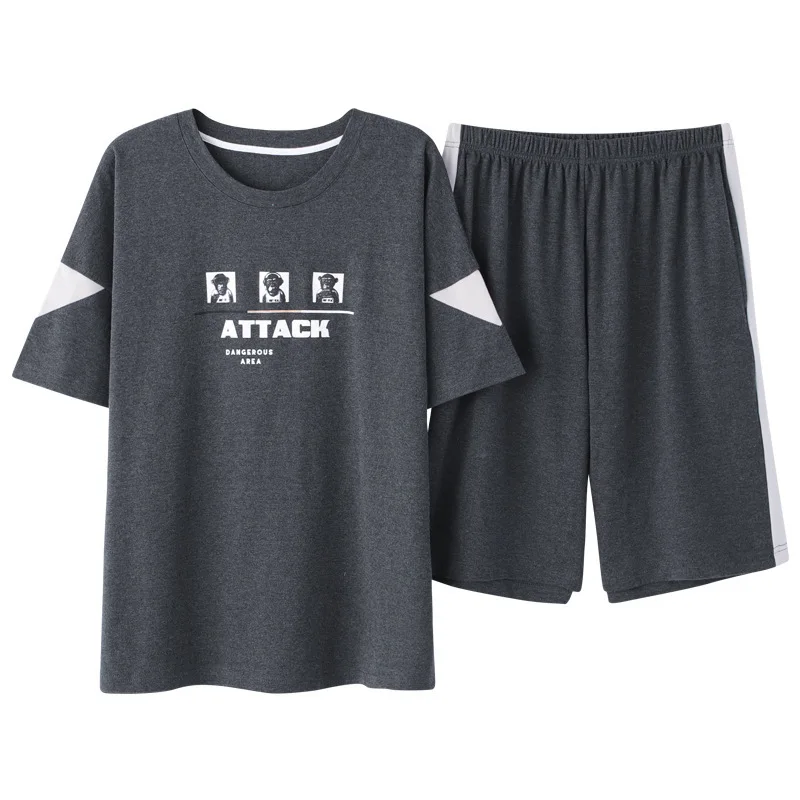 Пижамный комплект Мужской Хлопковый свободной одежды для сна с коротким рукавом