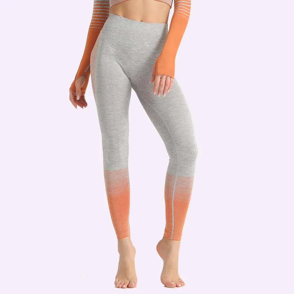 

Women Sports Yoga Pants High Waist Workout Gym Sport Leggings Fitness Legging Striped Seamless Running Tights Woman Gymwear