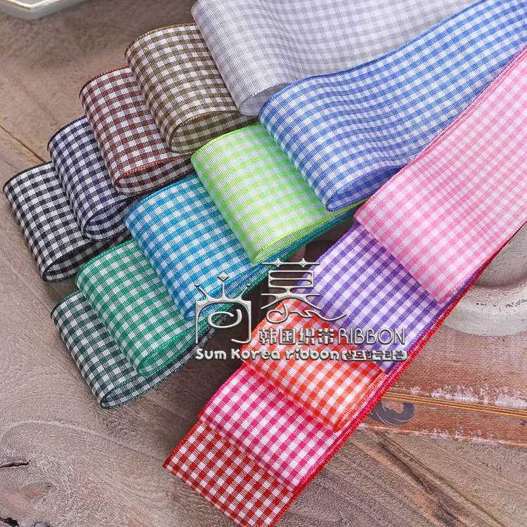 

100yards 7 10 19 25 38mm scotish gingham tartan checked plaid ribbon for hair bow diy accessories gift packing decoration