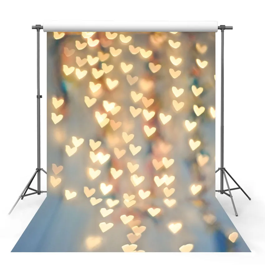Тонкие виниловые фоны для фотосъемки новорожденных светящиеся желтые сердца фон