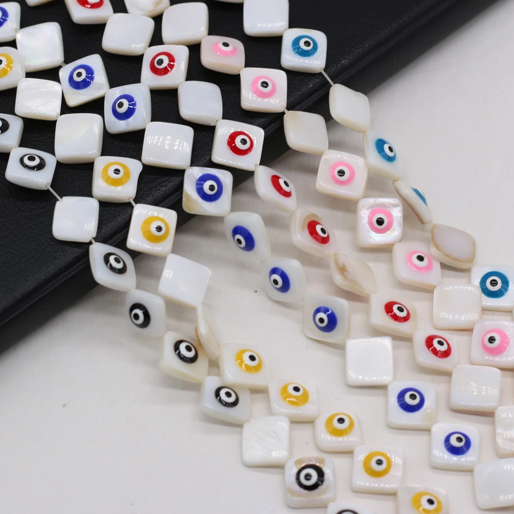 

Natural Shell Geometric Shape Red Black Blue Pink Eye Loose Beads for Jewelry Making DIY Women Necklace Bracelet Gift Size 10mm