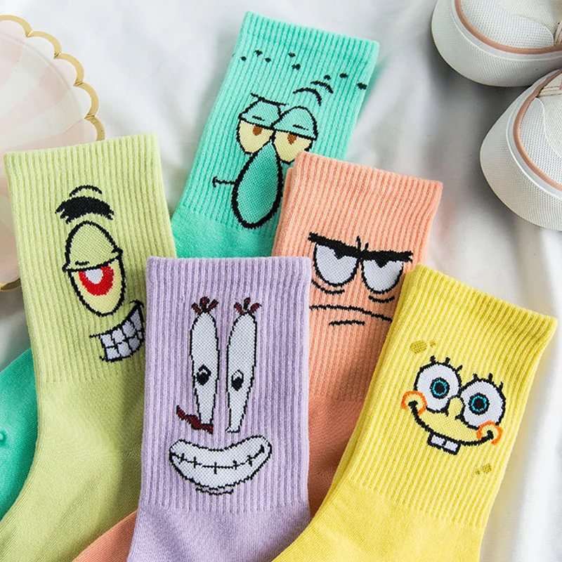 

Socks Female Women Hose Pineapple House Sponge Octopus Bob Stocking Korea Cute Cartoon Socks Spring Summer Autumn and Winter