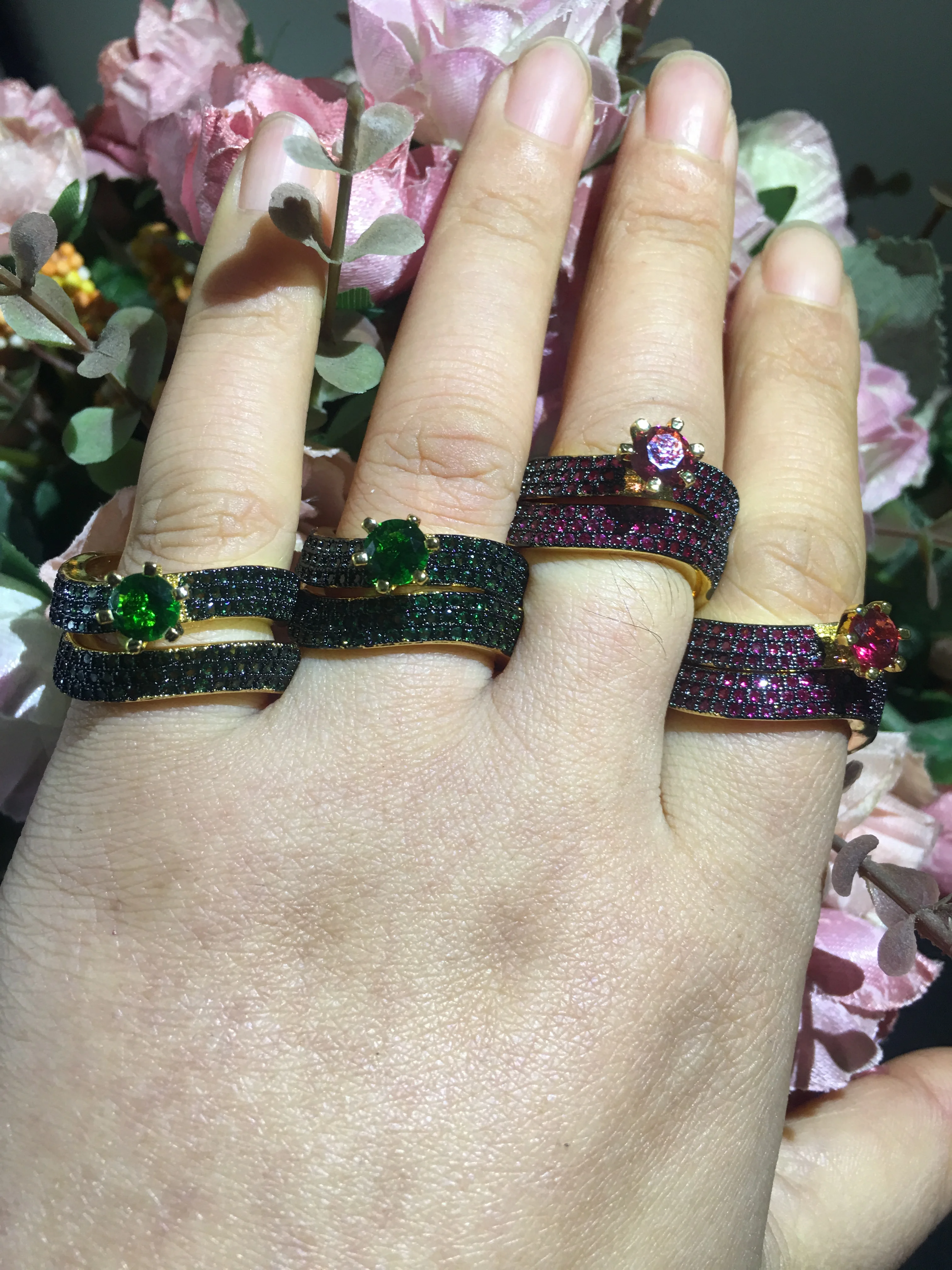 Accking роскошные 2 шт большой камень Африканский Дубай широкий полный зубец CZ