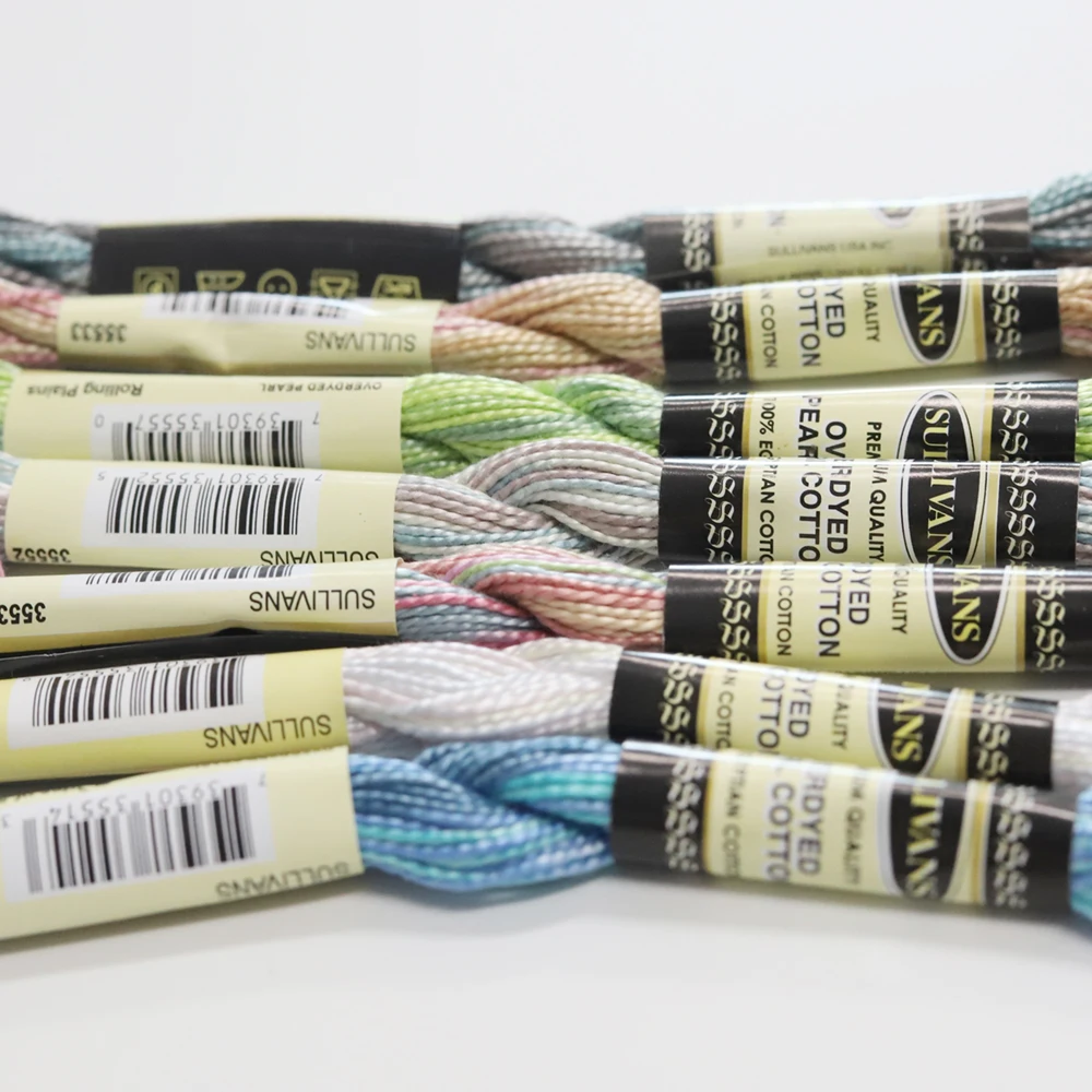 7 ярких разных цветов размер 5 хлопковая вышивка с жемчугом нить 15 ярдов 100%