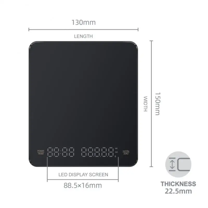 B&aacute;scula electr&oacute;nica de cocina para el hogar, 3kg/0,1g, 1 pieza, nueva pantalla LED de carga, b&aacute;scula de caf&eacute;, temporizador, elaboraci&oacute;n de caf&eacute; a mano-5