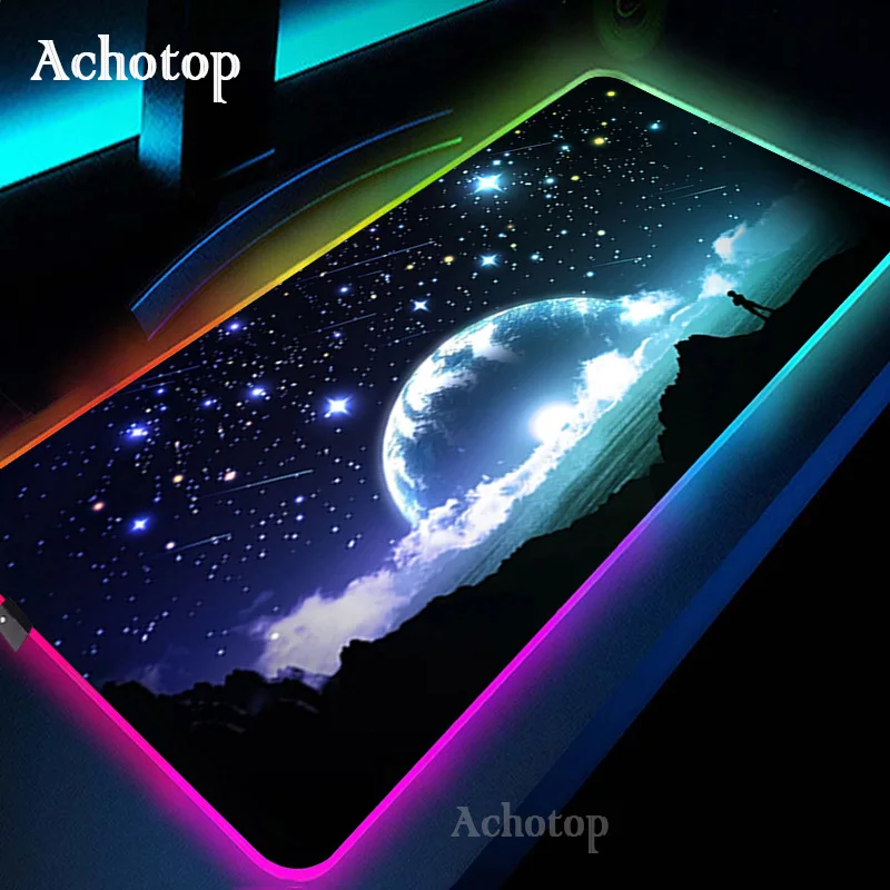 

LED Light Mousepad RGB Keyboard Cover Desk-mat Colorful Surface Mouse Pad Waterproof Multi-size Night Sky Computer Gamer CS Dota