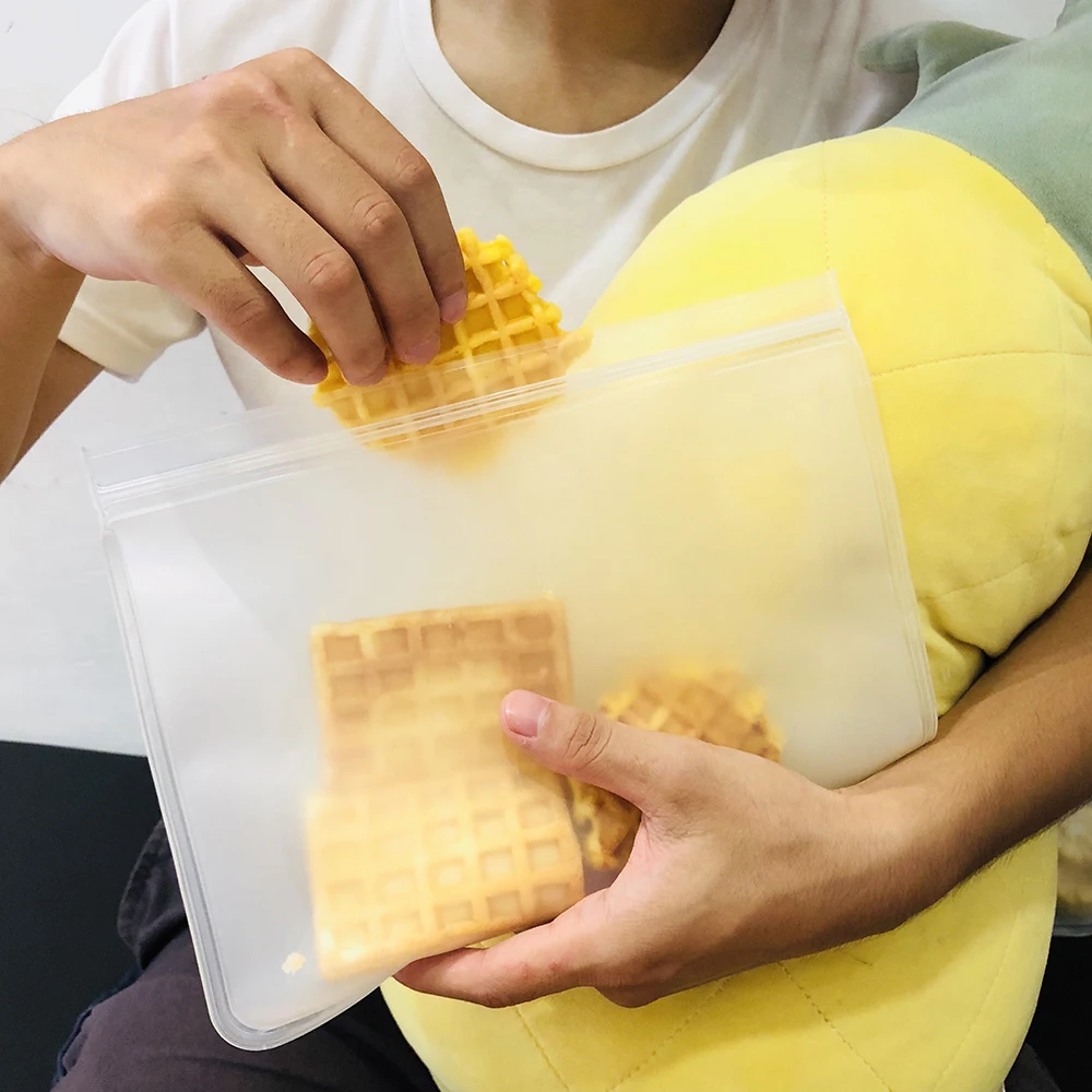 Силиконовая сумка для хранения еды, многоразовая сумка-морозильник Ziplock, герметичный кухонный органайзер для фруктов, одобрено FDA, BPA бесплатно