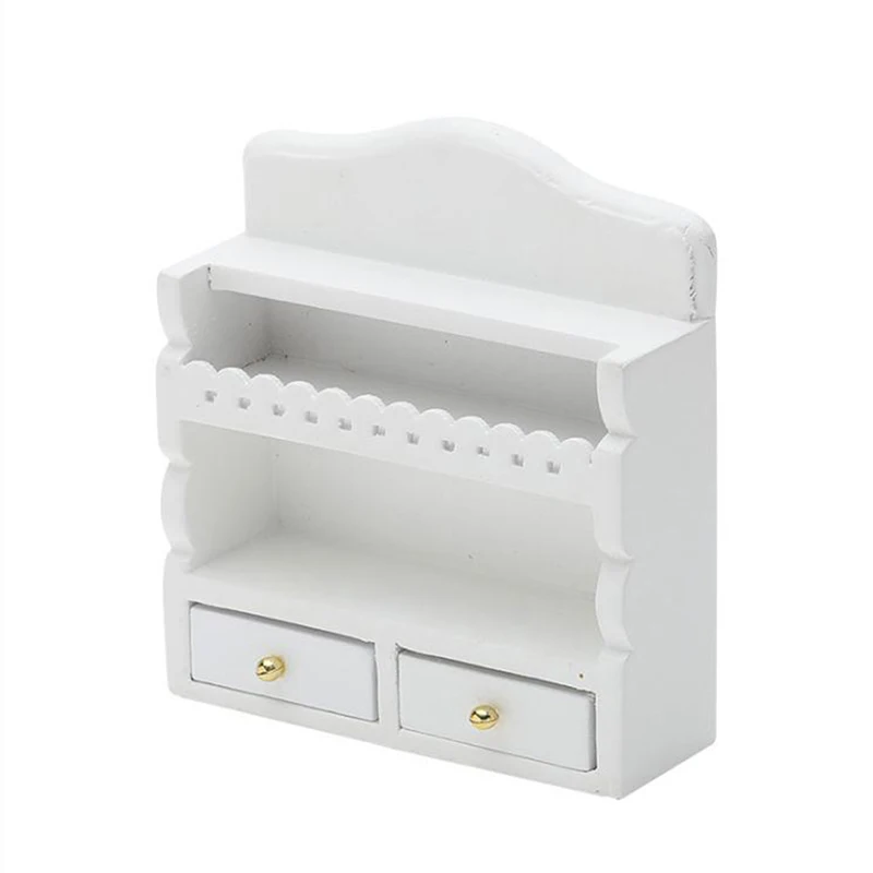 

1pc Wooden White Cabinet Doll House Accessories 1:12 Dollhouse Miniature Furniture Toys 6.8 x 2.2 x 7.5cm